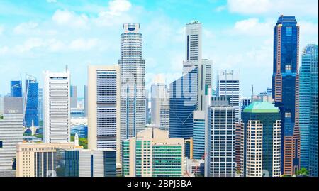 Antenne Panoramablick auf Singapore Downtown Core Stockfoto