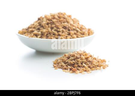 Gesunde Buchweizen Flocken auf weißem Hintergrund. Stockfoto