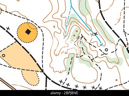 Detaillierte Fragment der Farbe abstrakte topographische Vektorkarte Stockfoto