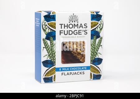 Thomas Fudges 8 belgische Milchschokoladenflapjacks Stockfoto