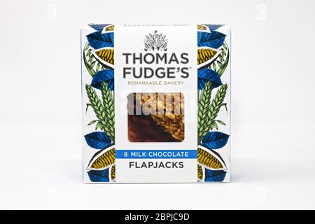 Thomas Fudges 8 belgische Milchschokoladenflapjacks Stockfoto