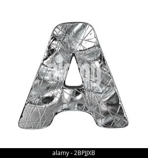 Grunge Aluminiumfolie Schrift schreiben eine 3D-Render Abbildung auf weißem Hintergrund Stockfoto