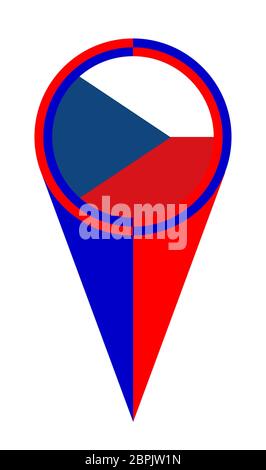 Rote Karte weißen und blauen Zeiger pin Symbol Tschechische Republik Lage Flagge Marker Stockfoto