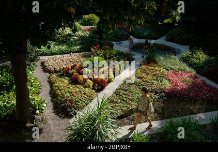 Der Garten in Espace Van Gogh Kulturzentrum, ehemaliges Krankenhaus, Arles, Bouches-du-Rhone, Provence-Alpes-Cote d'Azur.Frankreich Stockfoto
