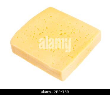 Dickes Stück gelbe semi-ist hart, Käse aus Kuhmilch auf weißem Hintergrund Stockfoto