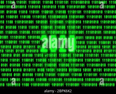 Neujahr 2020 Computer-Terminal Illustration Hintergrund Stockfoto