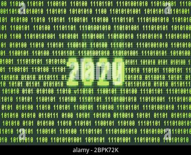 Neujahr 2020 verblasste Computer-Display-Illustration Stockfoto