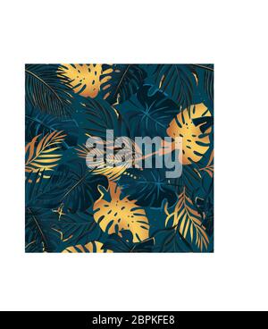 Exotisches botanisches Hintergrunddesign für Luxusmarken. Endlose Hintergrund für Textil, Geschenkpapier. Stock Vektor