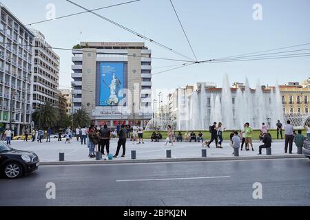 Omonia Athen griechenland, neuer Brunnen Stockfoto