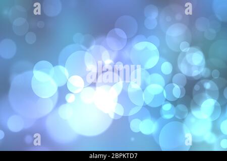 Abstrakte bunte Unschärfe blaue Textur Hintergrund mit weißen und blauen Bokeh Kreise in sanften Farben Stil. Vorlage für Unterwasserhintergrund oder Winterdessig Stockfoto
