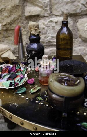 Hexerei Objekte magic, Detail von Glauben und Geheimnis zu tun, Angst Stockfoto