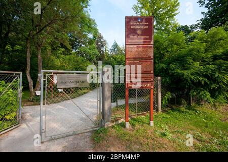 Eingang des botanischen Gartens in Ljubljana, Slowenien Stockfoto