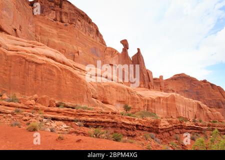 Rote Wüste Panorama vom Arches-Nationalpark, Utah, USA. Stockfoto