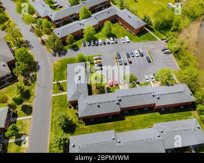 Top-down-Antenne der kleinen Stadt mit Vorstadtbereich von Brooklyn New York NY Stockfoto