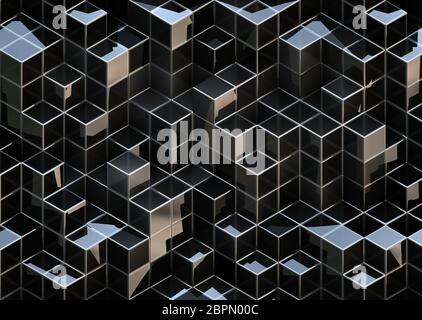 Polierte glänzende 3d Würfel Stockfoto