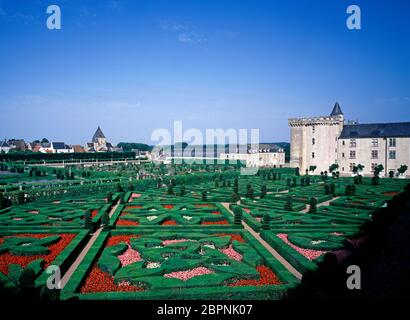Chateau de Villandry und Gärten. Villandry, Frankreich Stockfoto