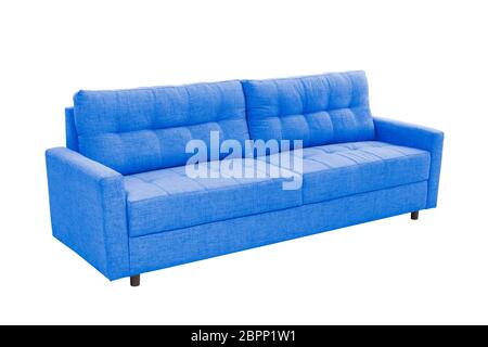 Moderne beige Leder couch Sofa auf weißem Hintergrund Stockfoto