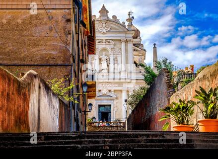 barock italienische Kirche weiße Fassade - die Kirche Nostra Signora delle Lettere in Santa Margherita Ligure - Genua - Italien Stockfoto