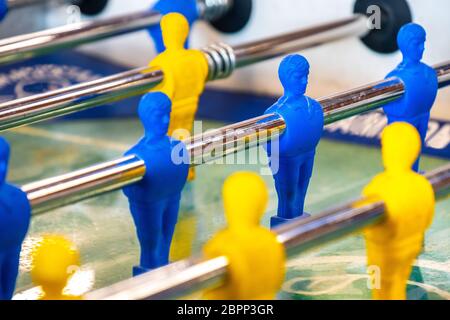 Tischfußball Hintergrund die italienische Azzurri Fußballnationalmannschaft . Stockfoto