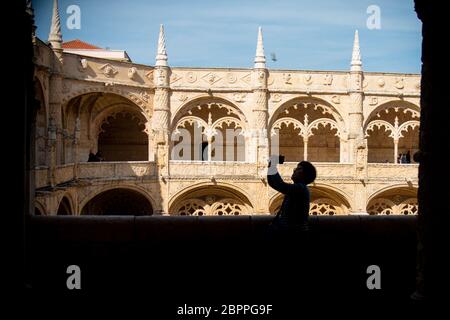 Der Turm von Belém, das Kloster Jerónimos, der Padrão dos Descobrimentos sind die bemerkenswertesten Denkmäler von Lissabon und Portugal und UNESCO-Weltkulturerbe. Stockfoto