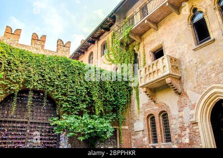 Die ursprüngliche Romeo und Julia Balkon befindet sich in Verona, Italien Stockfoto