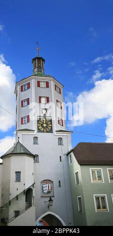 Unteres Tor in Günzburg ist eine Stadt in Bayern, Deutschland, mit vielen historischen Sehenswürdigkeiten Stockfoto