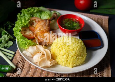 Huhn mit Reis drumstick, beliebten traditionellen malaysischen lokalen Essen. Stockfoto