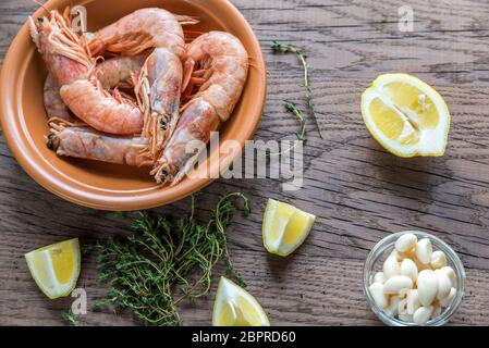 Rohe Garnelen Stockfoto