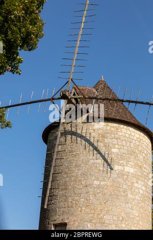 Moulin de Domme. Alte Windmühle in Vitrac, Dordogne Tal. Aquitanien, Frankreich Stockfoto