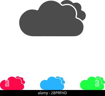Wolken Symbol flach. Farbpiktogramm auf weißem Hintergrund. Symbol für Vektorgrafiken und Bonussymbole Stock Vektor