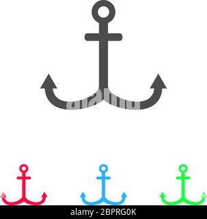 Ankersymbol flach. Farbpiktogramm auf weißem Hintergrund. Symbol für Vektorgrafiken und Bonussymbole Stock Vektor