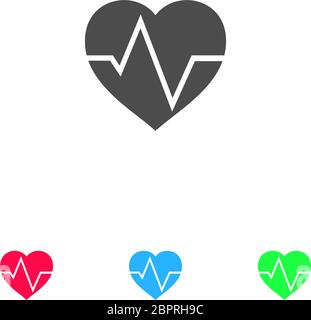 Kardiogramm-Symbol flach. Farbpiktogramm auf weißem Hintergrund. Vektor-Illustration Symbol und Bonus-Symbole Stock Vektor