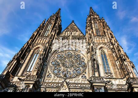St. Veits Kathedrale, Details der Fassade in Prag. Stockfoto