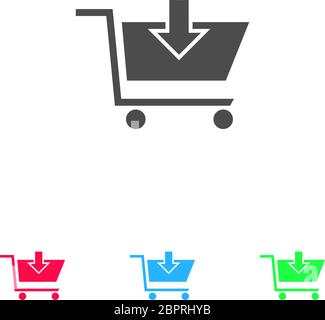 Online-Shopping-Symbol flach. Farbpiktogramm auf weißem Hintergrund. Vektor-Illustration Symbol und Bonus-Symbole Stock Vektor