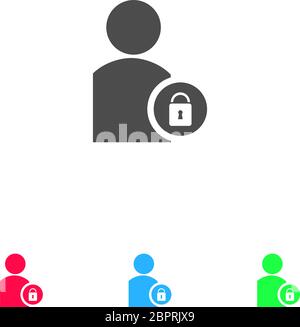 Benutzersymbol flach blockieren. Farbpiktogramm auf weißem Hintergrund. Vektor-Illustration Symbol und Bonus-Symbole Stock Vektor