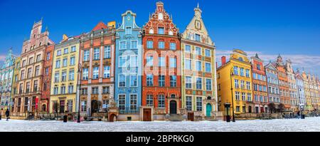 Danzig Panorama, eine berühmte alte polnische Straße Langen Markt. Stockfoto