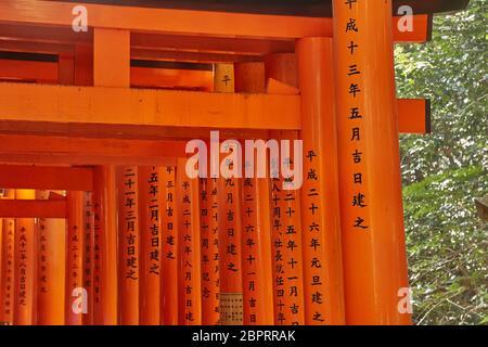 Fushimi Inari Taisha religios Zentrum in Kyoto, Japan mit seinen unzähligen torii Toren Stockfoto