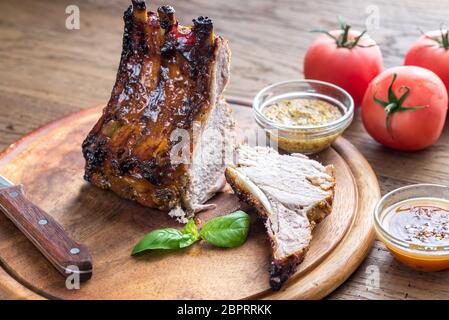 Gegrillte Schweinerippchen in Barbecue Sauce Stockfoto
