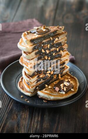 Schokolade gefüllte Pfannkuchen Stockfoto