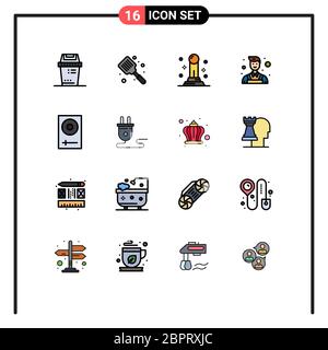 16 Kreative Ikonen Moderne Zeichen und Symbole von dj, Konsole, Spatel, Wand, Dekorateur editierbar Kreative Vektor Design-Elemente Stock Vektor