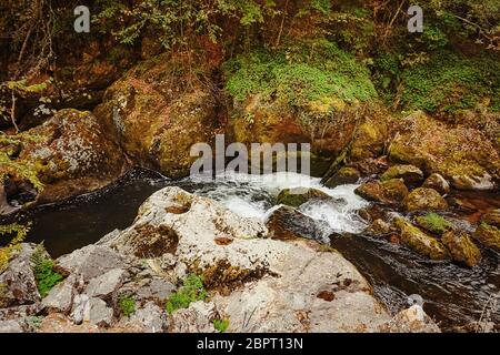 Das Devin River Valley in den westlichen Rhodopen Stockfoto