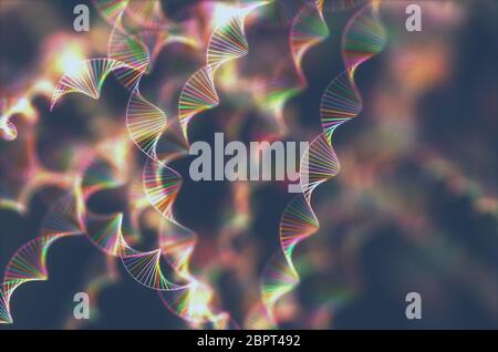 Bild von den genetischen Code der DNA. Konzept Bild für den Einsatz als Hintergrund. Farbige 3D-Darstellung. Stockfoto