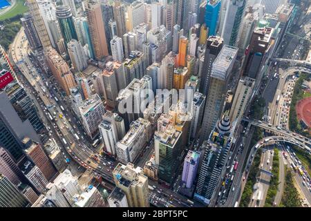 Causeway Bay, Hongkong 22. Februar 2019: Hongkong von oben Stockfoto