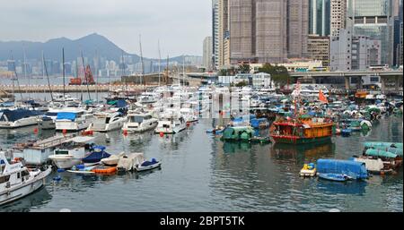 Causeway Bay, Hongkong -22. Februar 2019: Taifun Shelter Stockfoto