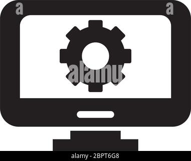 Desktop mit Getriebe Silhouette Stil Symbol Stock Vektor
