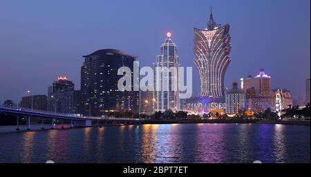 Nam Van Lake Macau - 22. Januar 2019: Macau City Skyline bei Nacht Stockfoto