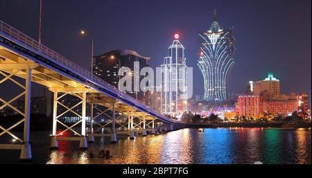 Nam Van Lake Macau - 22. Januar 2019: Macau City bei Nacht Stockfoto