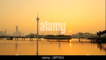 Macau City am Abend Stockfoto