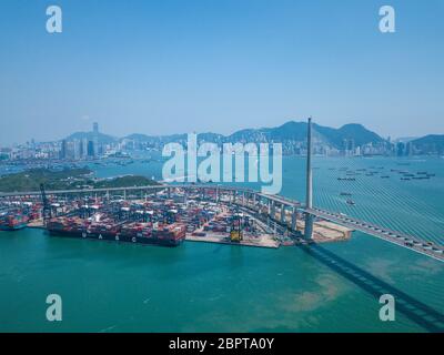 Kwai Tsing, Hongkong 02. Mai 2018:- Hong Kong Kwai Tsing Container Terminals Stockfoto