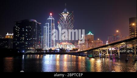 Nam Van Lake Macau - 22. Januar 2019: Macau City Skyline bei Nacht Stockfoto